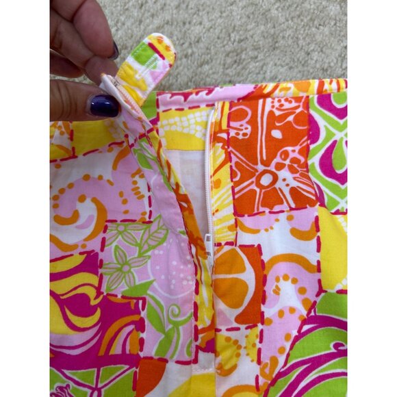 Lilly Pulitzer Women's A-Line Citrus & Sunshine Patchwork Skirt Cotton Pockets 4 - Picture 6 of 11